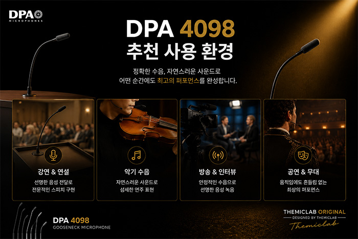 DPA 4098 CORE 구즈넥 마이크 추천 사용환경 교회 강단 회의실 컨퍼런스 강연